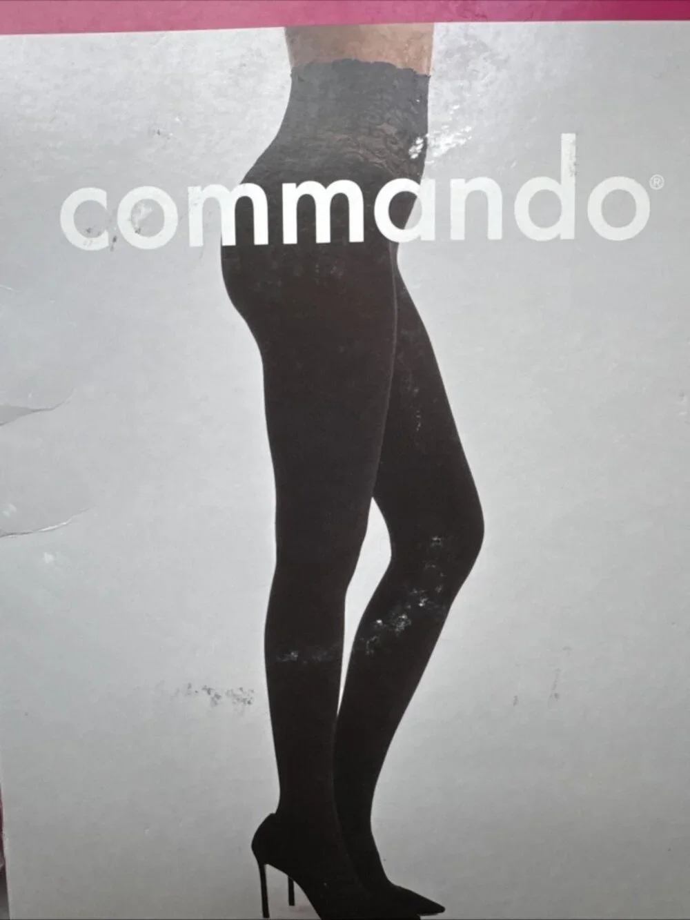 Commando The Sexy Ultimate Opaque Tights H70T3 Black M Medium High Lace NEW $46